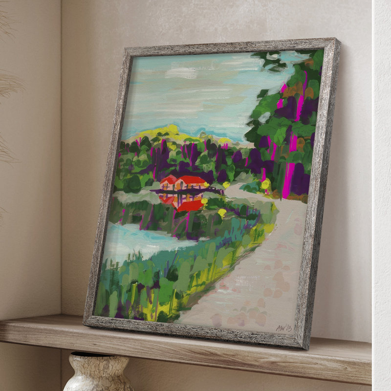 «Colorful Lakeside», reproduction encadrée - bois massif, H 21 po x l 17 po