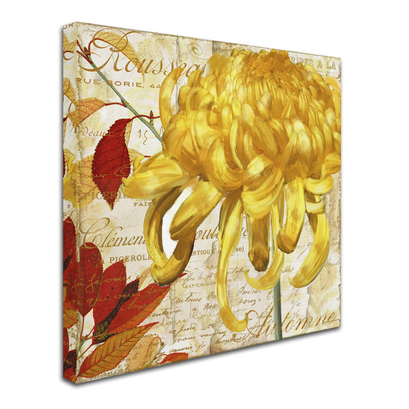 Yellow Chrysanthemums on Canvas with Birch Wood Frame