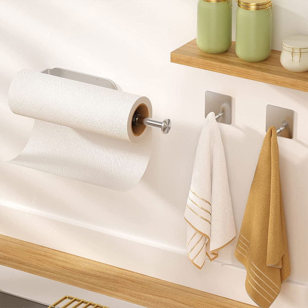 Under Cabinet Paper Towel Holder for Kitchen Bath Stainless Steel 2Ways  install