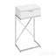 Table de bout en stratifié blanc brillant et métal chromé avec tiroir-803571652