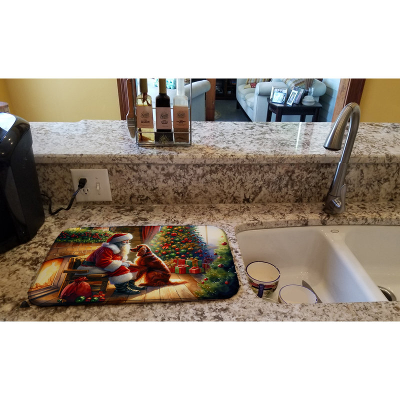 Irish Setter and Santa Claus Dish Drying Mat