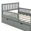 Lit plateforme simple en bois avec garde-corps et deux tiroirs
