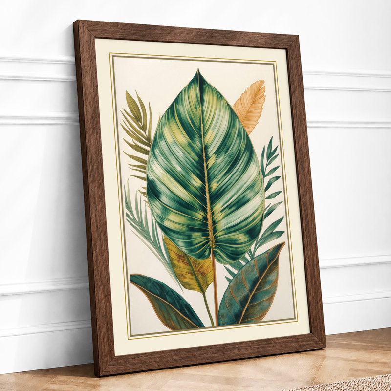 Striped Leaf Study Botanical - Print, Walnut, A1 - 84.1 x 59.4 cm