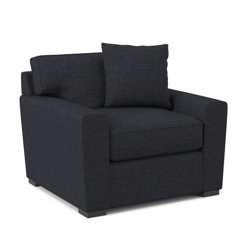 Fauteuil en polyester l 42 po Zinah, Chenille marine Napa