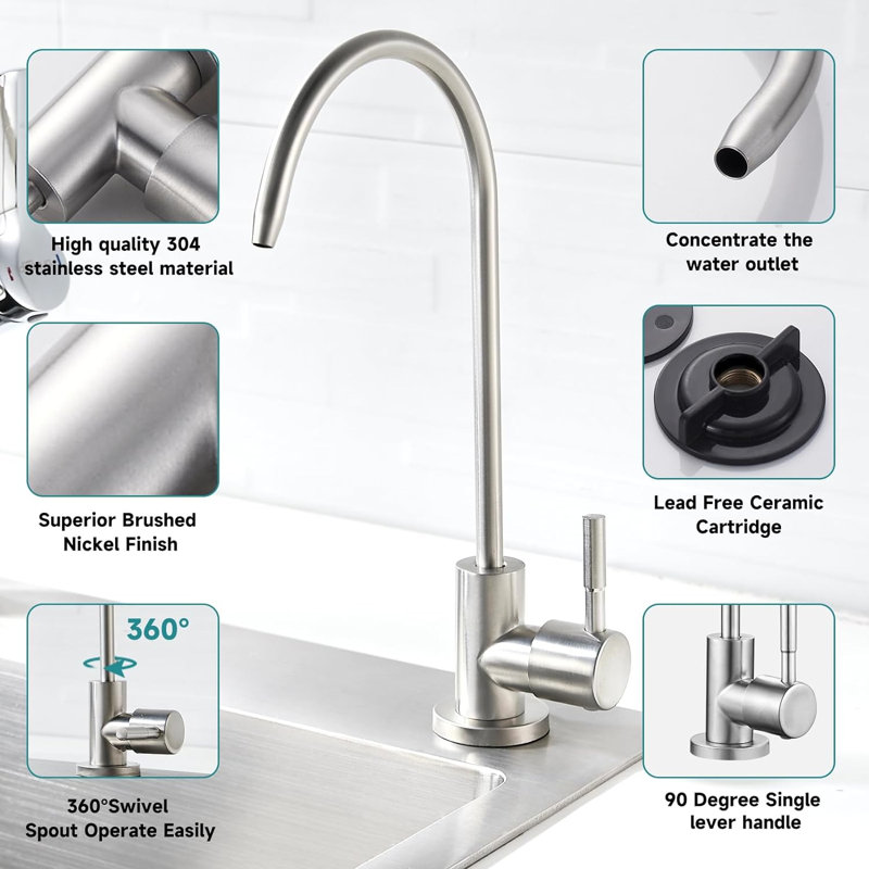 Robinet de cuisine sans plomb, Nickel brossé