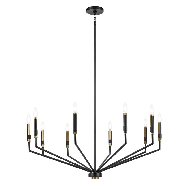 Lustre 10 lumières 38,25 "38,25", Noir satiné