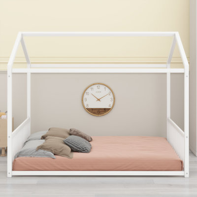 Sturdy Metal House Bed Frame Montessori Floor Bed For Children