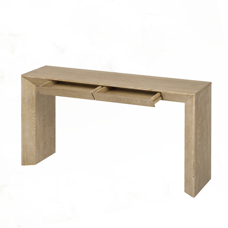 Console 60 po avec 2 tiroirs dissimulés, Naturel