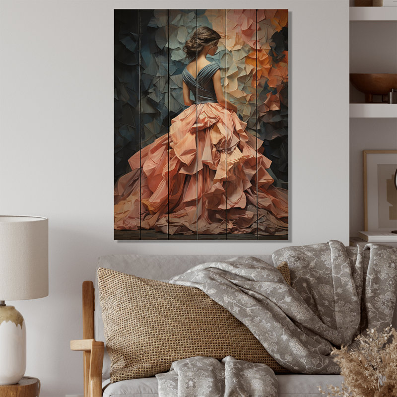 Élégance sur fond rose, rose et bleu, H 20 po x l 10 po x P 0,78 po