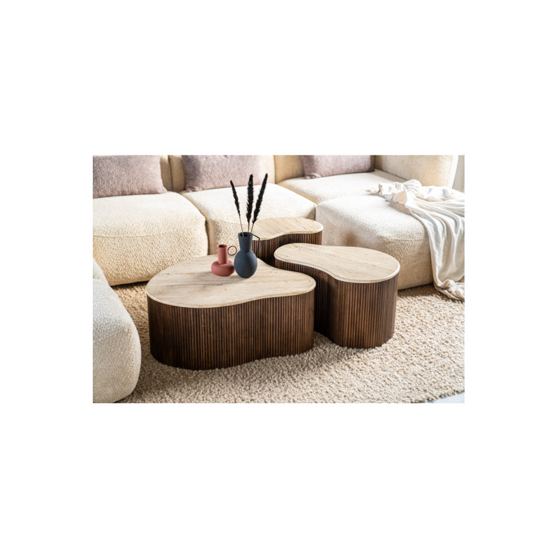 Mari Stone Coffee Table, 15" H x 28" L x 19" W