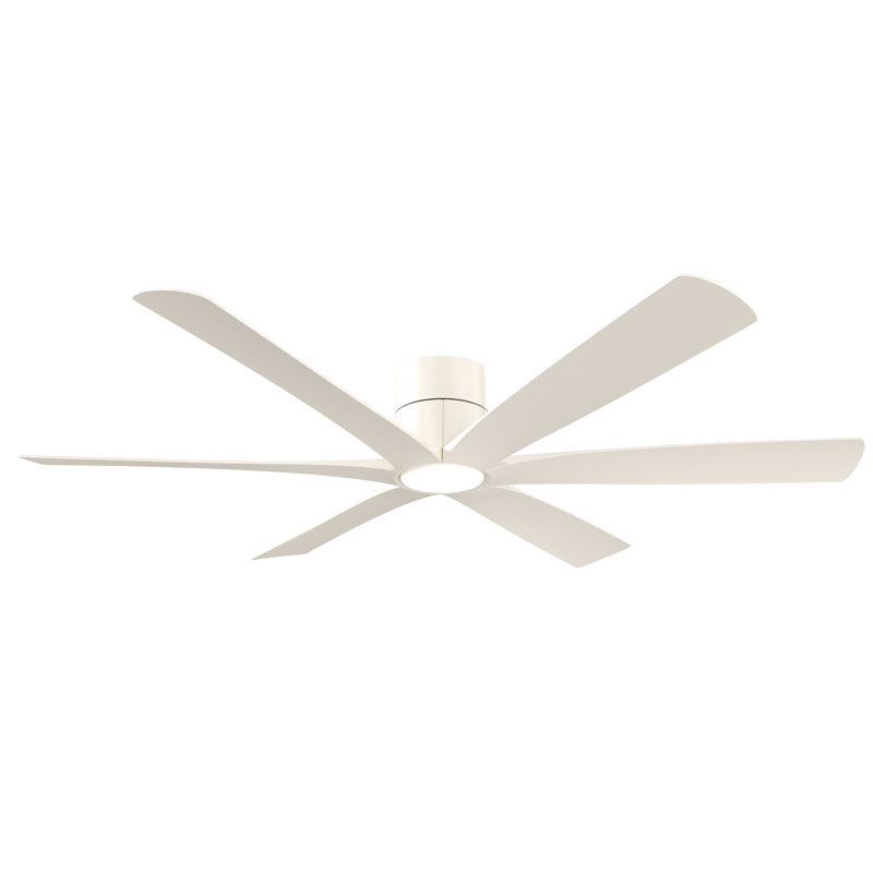 Brisano 65" 5CCT LED Smart Flush Mount Ceiling Fan, White, Alabaster White