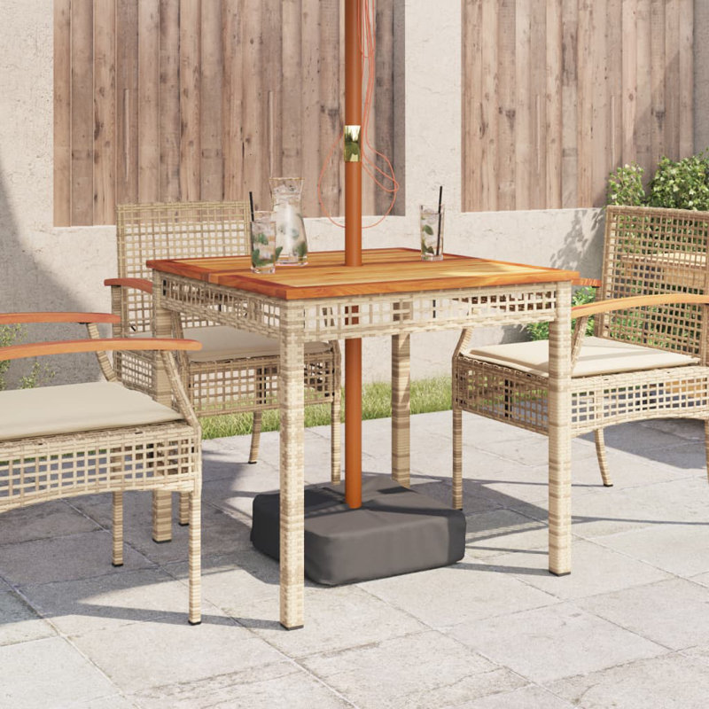 Bay Isle Home? Table de patio en rotin et bois d'acacia, Beige et brun, 31,5 po x 31,5 po x 29,5 po