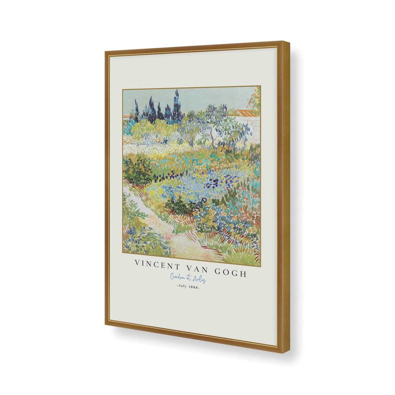 «Van Gogh's Garden at Arles v3», reproduction dans un cadre blanc, 14 po x 11 po, H 17,25 po x l 13,25 po, Or poli