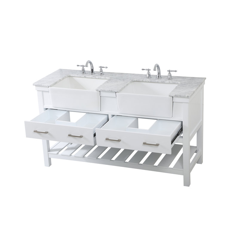 Ensemble de meuble-lavabo double 60 po Pelaghia, Blanc