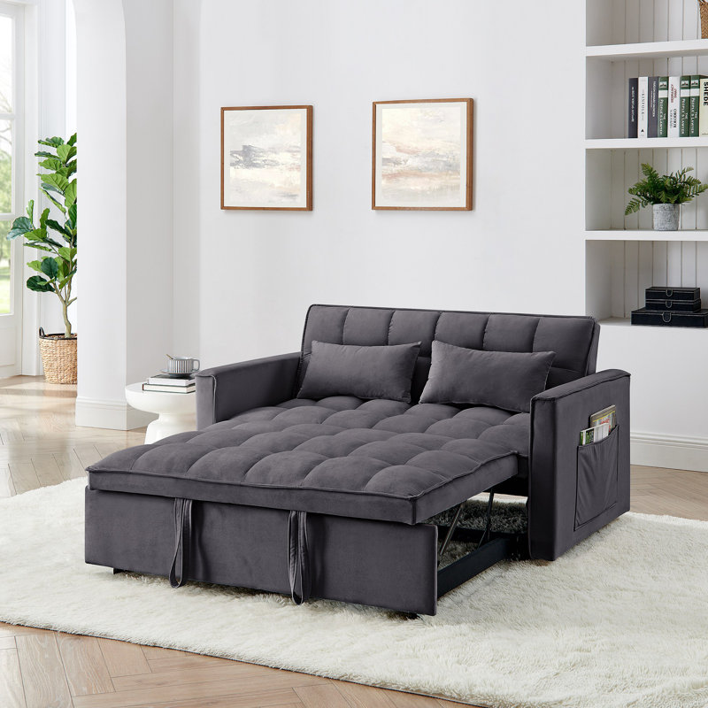 54,33 po Canapé-lit pliable polyvalent en 3 longueurs, canapé-lit moderne, canapé-lit en velours, dossier réglable