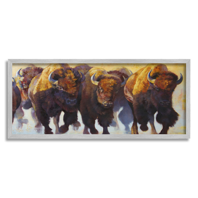 «Stupell Industries Herd Of Bison», reproduction d'art giclée par Julie T. Chapman, H 13 po x l 30 po x P 1,5 po