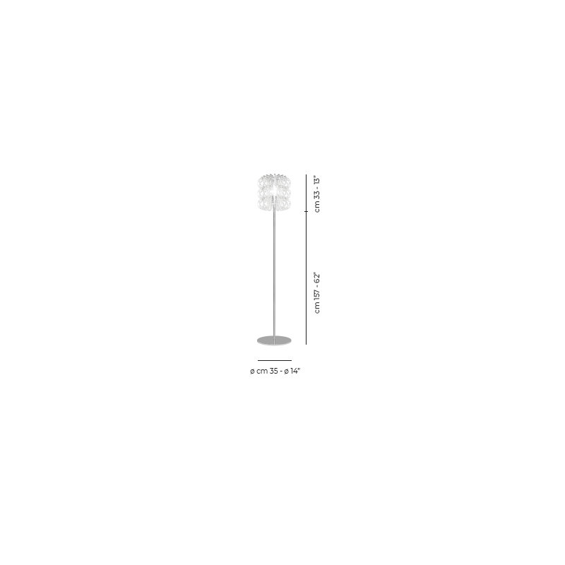 Ecos Striped 35 Floor Lamp, Glossy Chrome, Crystal Striped Glass