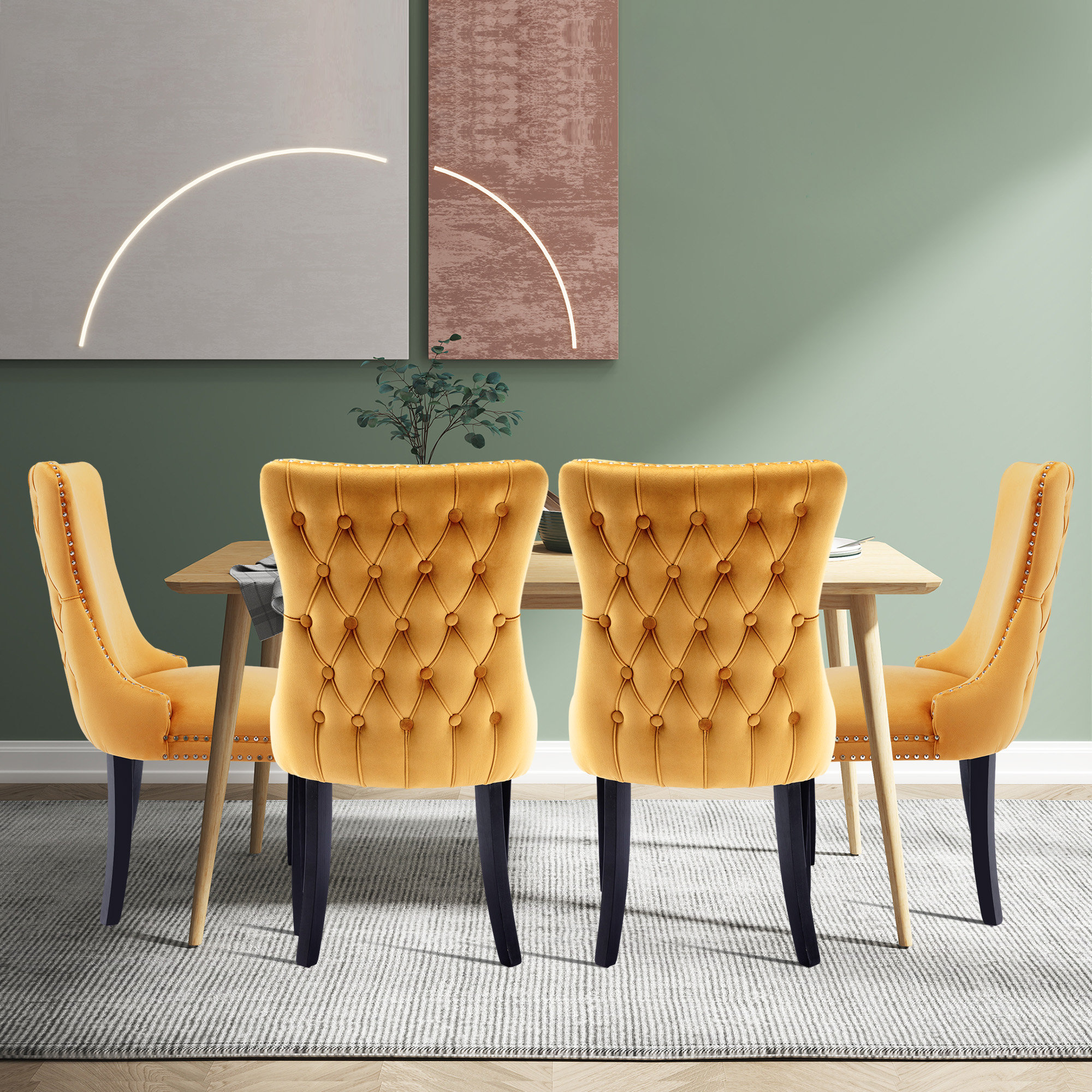 Winston Porter Tufted Modern Velvet Kitchen Upholstered Dining Chair ...