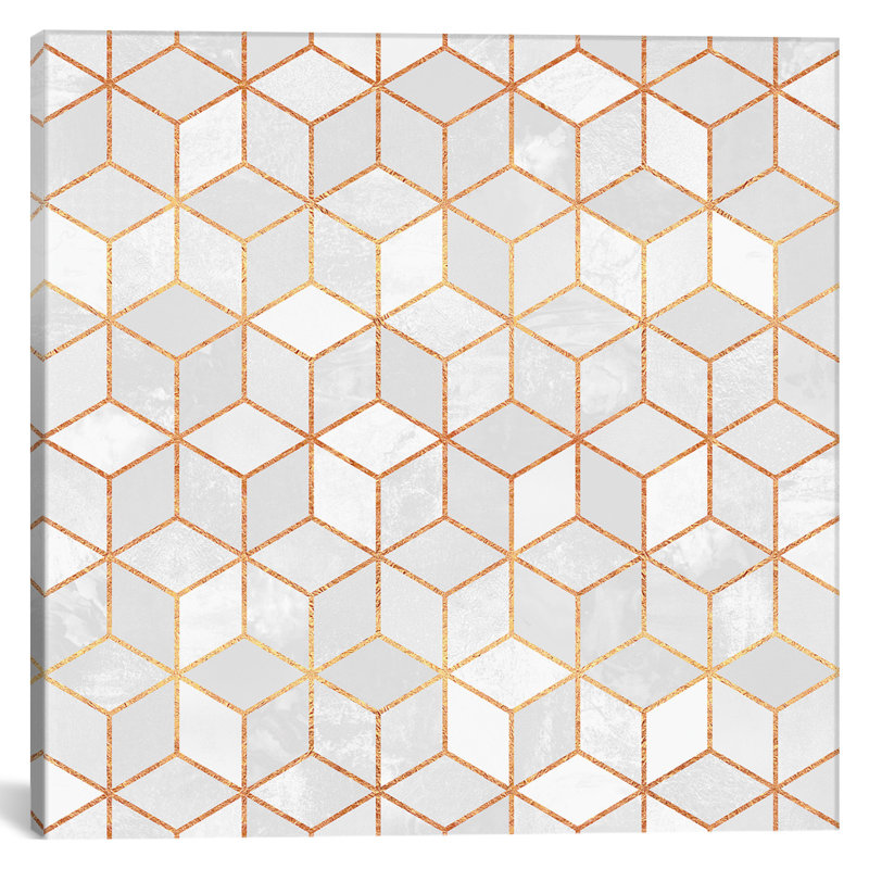 " White Cubes " by Elisabeth Fredriksson, 26" H x 26" W x 1.5" D, No Mat, Wrapped Canvas