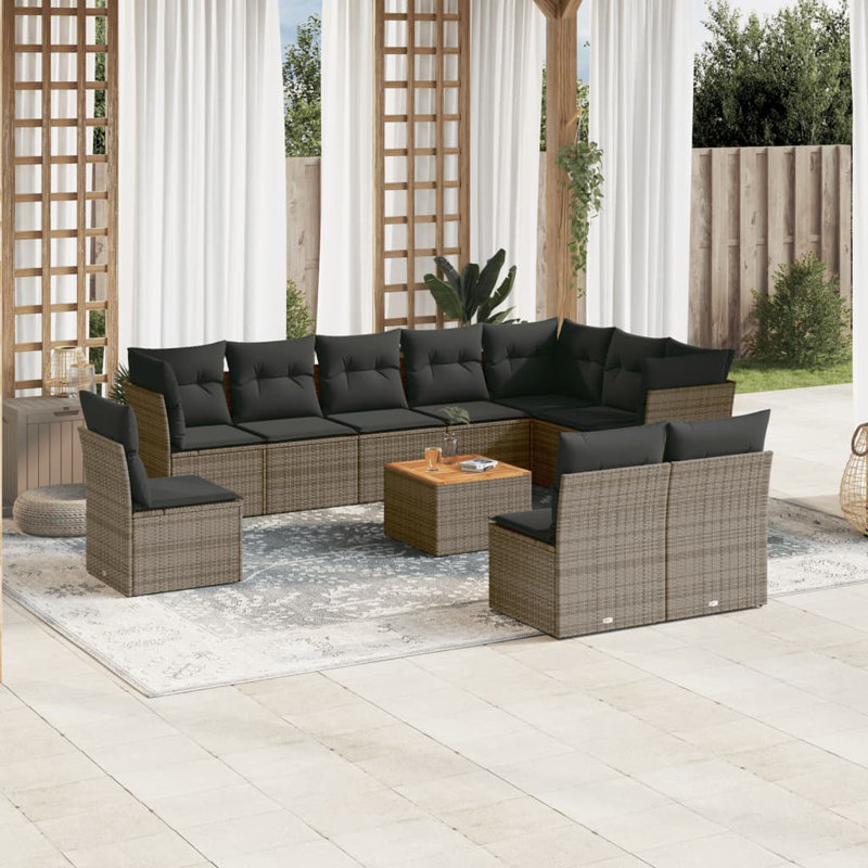 Ensemble de canapé de jardin Vidaxl, Gris, Gris