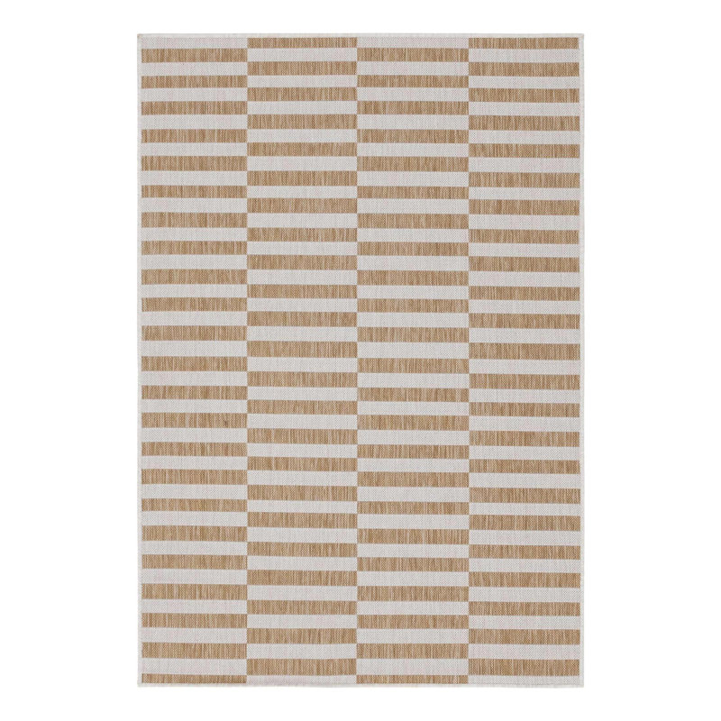 Tapis rayé intérieur / extérieur Robinson taupe / ivoire, Rectangle 2 pi x 3 pi 1 po