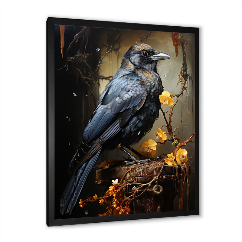 Noir «Black Shadows Cast A Mysterious Ambiance», impressions sur toile d'oiseaux, Cadre simple noir