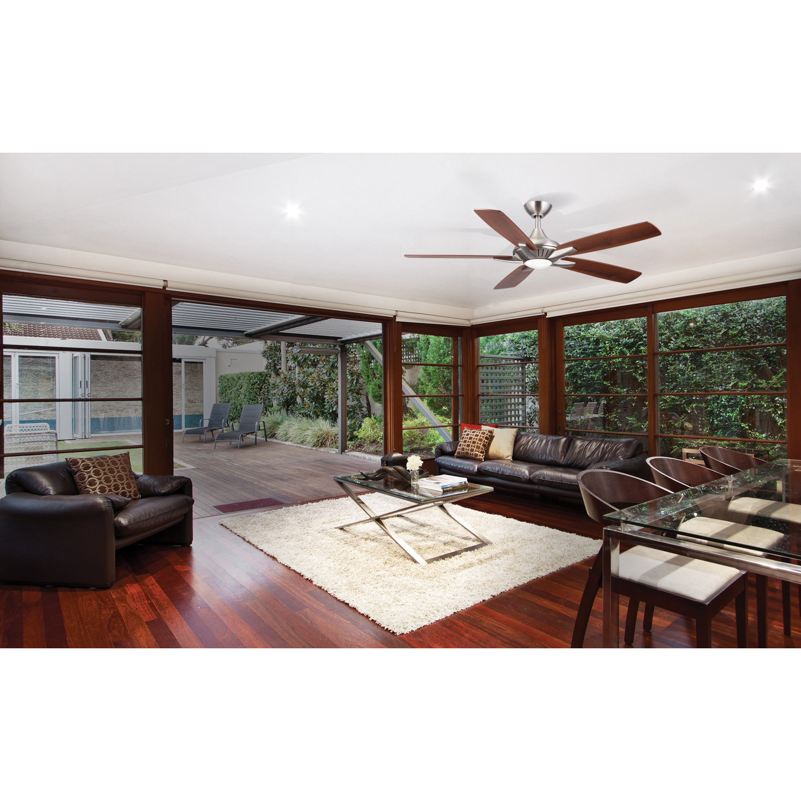 52" Dyno 5 - Blade Standard Ceiling Fan with Remote Control and Light Kit Included, Brushed Nickel