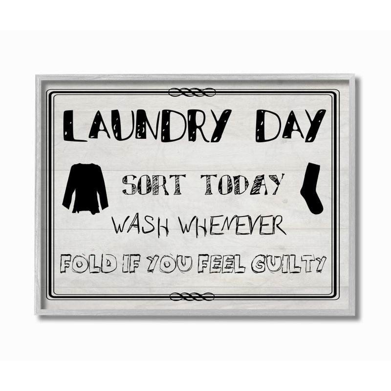 Laundry Laundry par Sheldon Lewis - reproduction d'art textuel, H 11 po x l 14 po x P 1,5 po, Estampe numérique Farmhouse