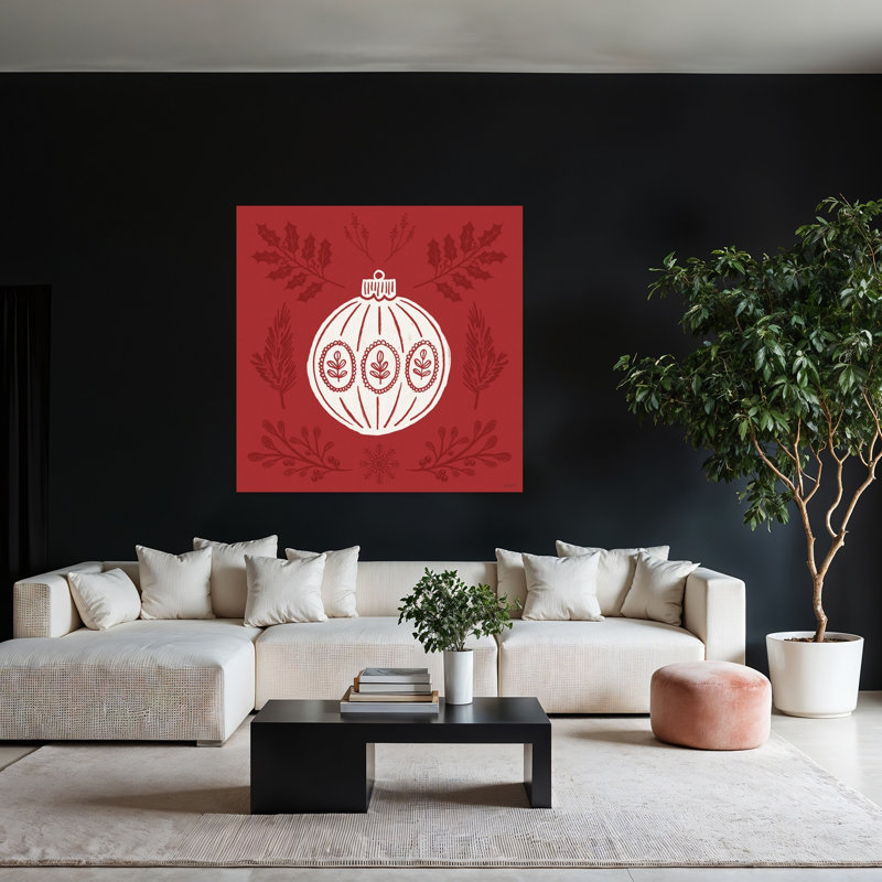 Forme contemporaine de fête viii avec art de Noël crème, H 48 po x l 48 po