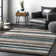 City Striped Shag Tufted Performance Brown/Teal/Blue Rug