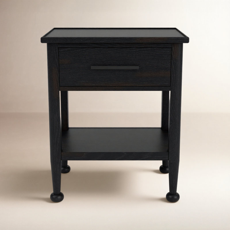 Billie Whiskey Oak One Drawer Nightstand, Black