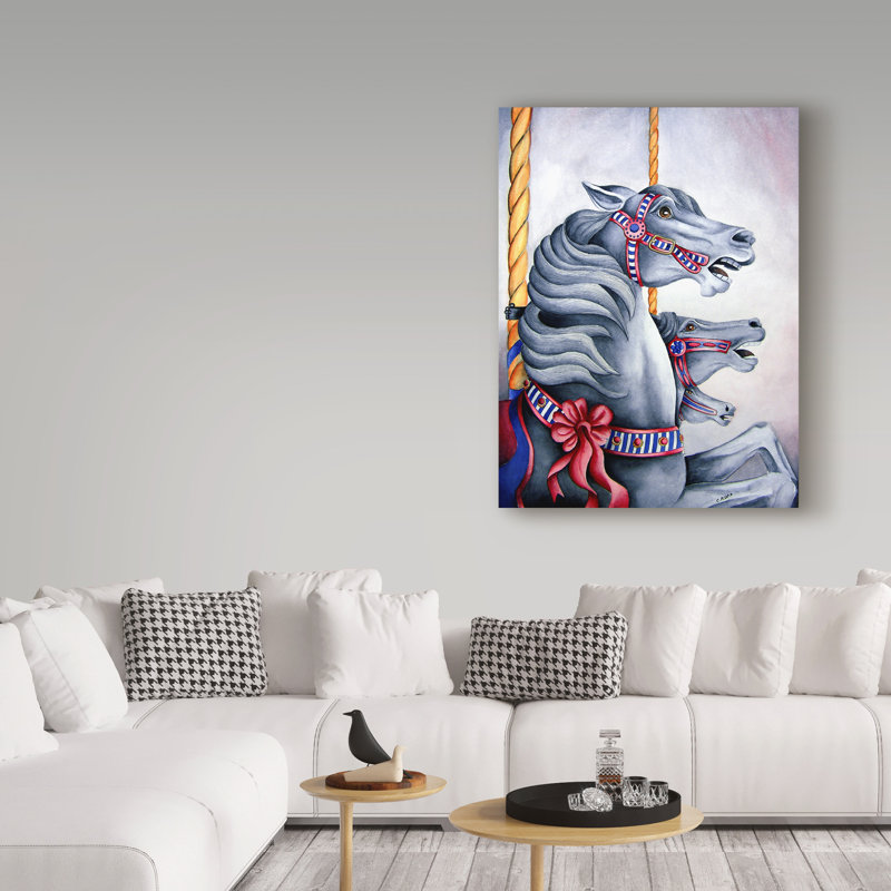 'Carousel Horses' Acrylic Painting Print on Wrapped Canvas, 19" H x 14" W x 2" D