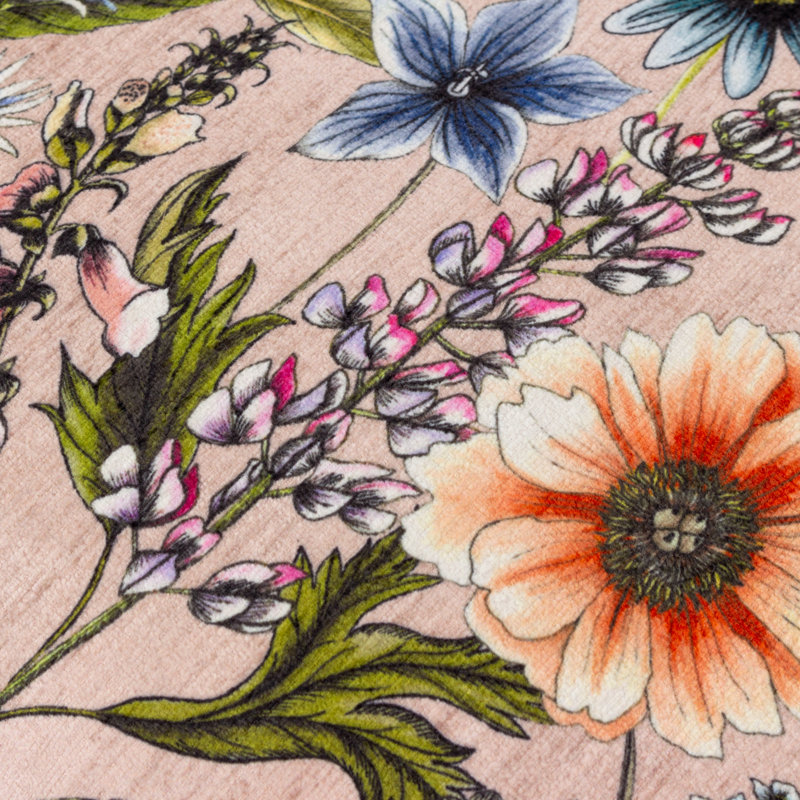 Aneysha Floral Rectangular Lumbar Cushion Cover, Pink