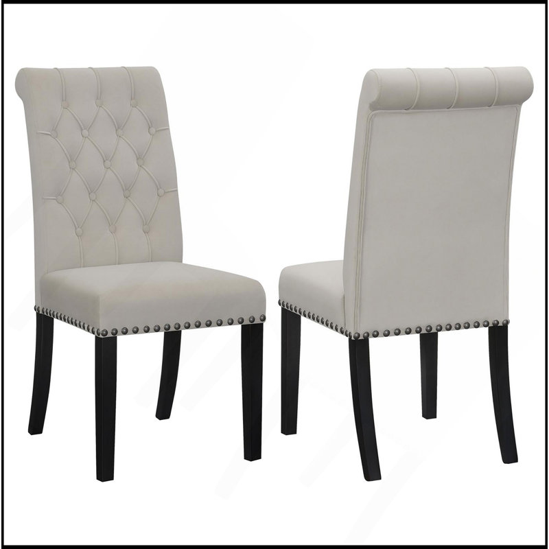  Ensemble de 2 chaises d'appoint capitonnées, Velours gris