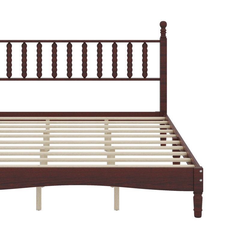 Grand lit plateforme en bois avec tête de lit en forme de gourde