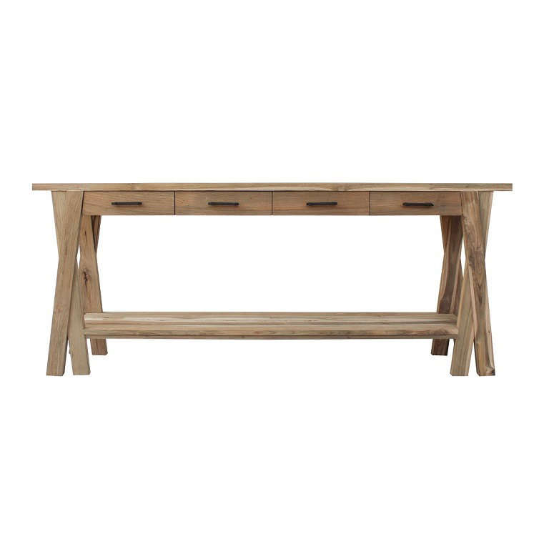 Rustic Recycled Teak Console Table, 31" H x 59" W x 16" D
