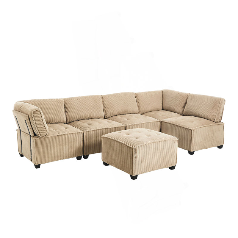 Sectional Sofa U Shaped Modular Couch With Reversible Chaise Modular Sofa Sectional Couch,6- Seat Convertible Sofa,Fit For Living Room