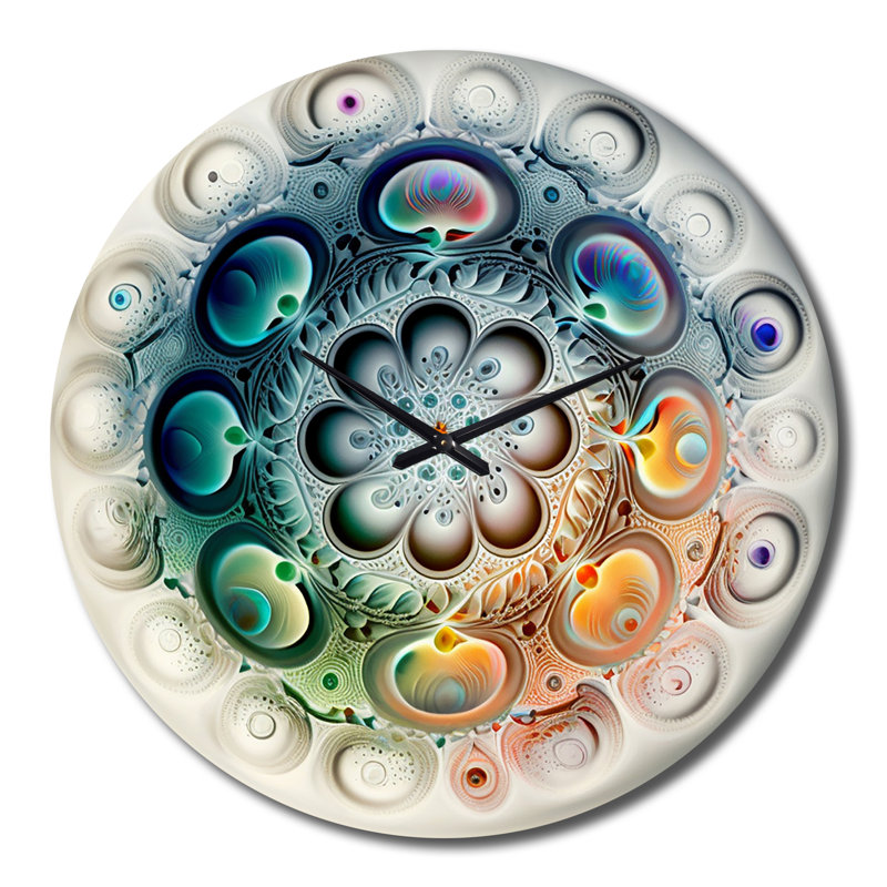 Horloge murale moderne à motif géométrique doux Cymatics Mandala II, Grand