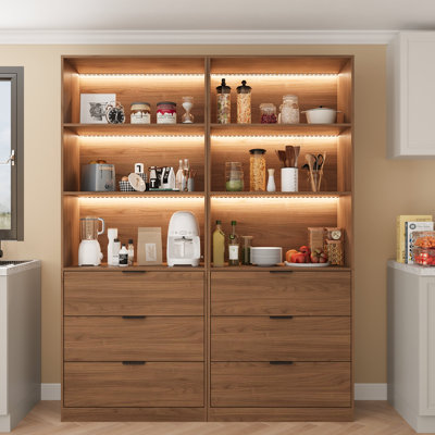Bibliothèque de 78 po de hauteur avec tiroirs, bibliothèque et bibliothèque avec tablettes ouvertes à 3 niveaux, armoire de rangement haute pour bureau personnel