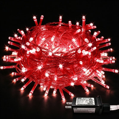 Guirlande de lumières rouges pour la Saint-Valentin, lumières de fée scintillantes transparentes avec modes et minuterie, lumières intérieures extérieures connectables et imperméables pour décoration de fête d'arbre de fête