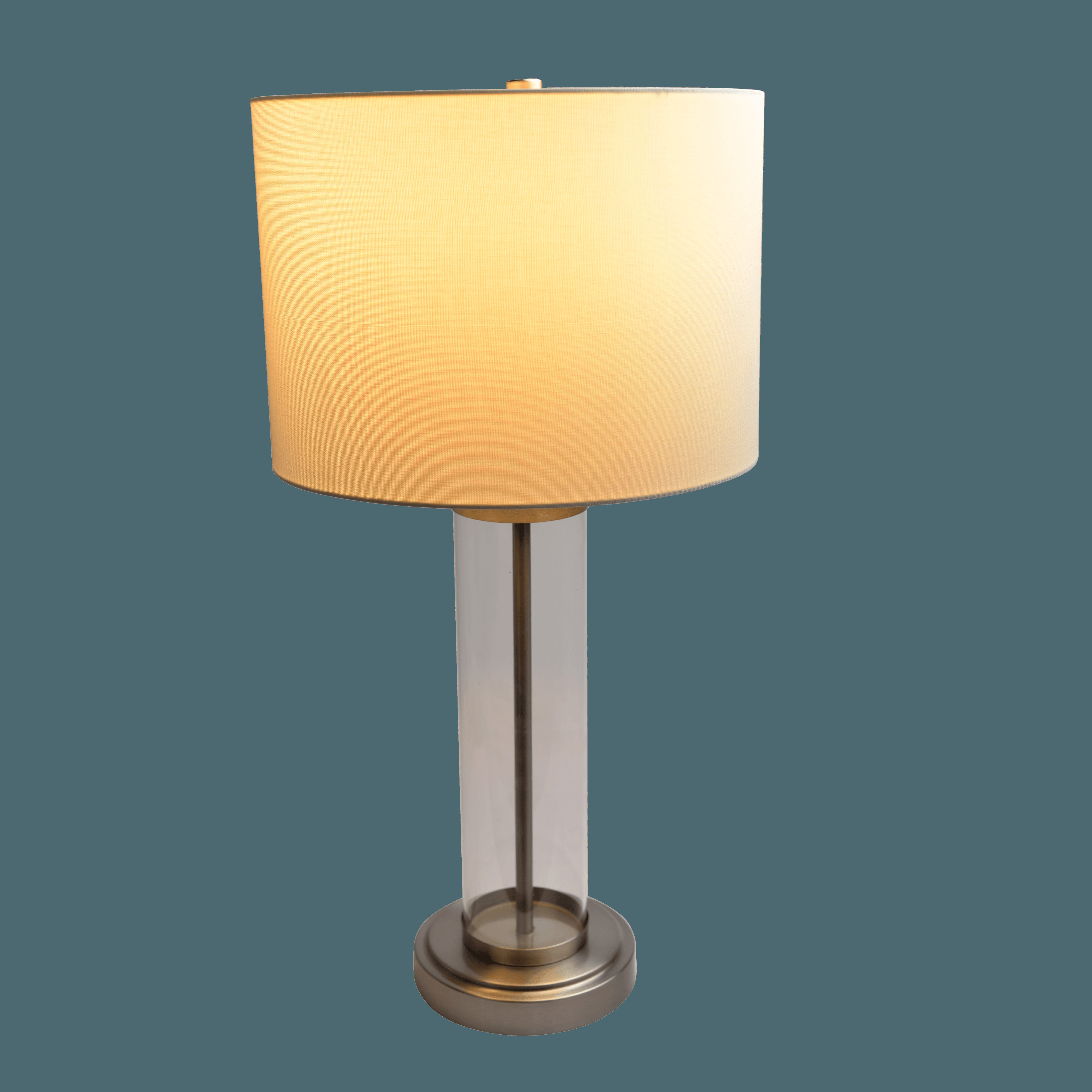 SOL Strong Luna Brushed Nickel Table Lamp with On/Off Switch Clear ...