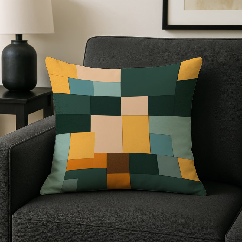Terraformed Blocks Indoor And Outdoor Pillow, Square 16"
