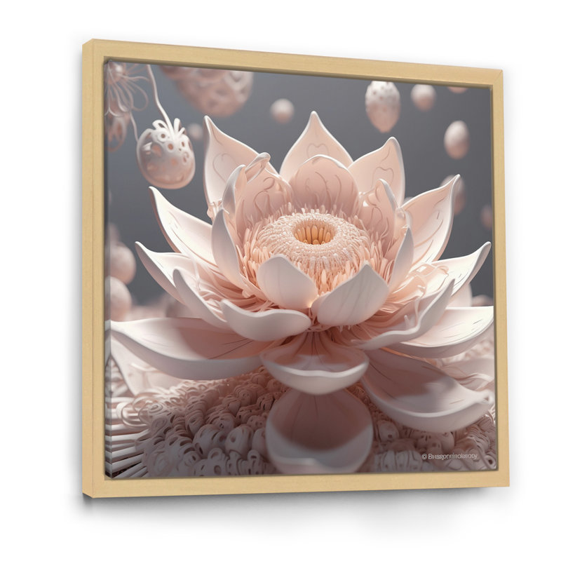 «Light Pink Tender Blossoming», impression sur toile, H 24 po x l 24 po, Cadre flottant brun