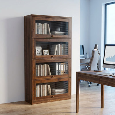 Armoire de rangement moderne à porte en verre avec quatre tablettes