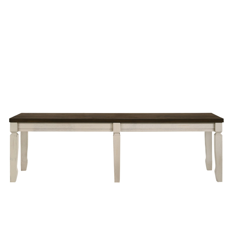 Arjane Wooden Bench in Weathered Oak and Cream