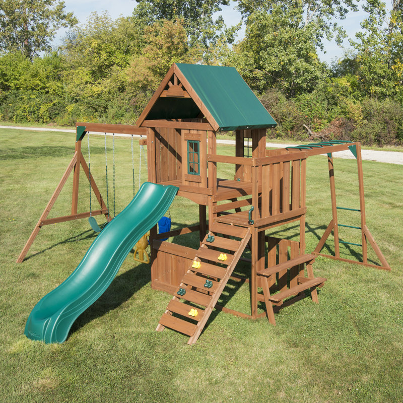 Knightsbridge Plus Large Wooden Swing Set with Canopy Roof