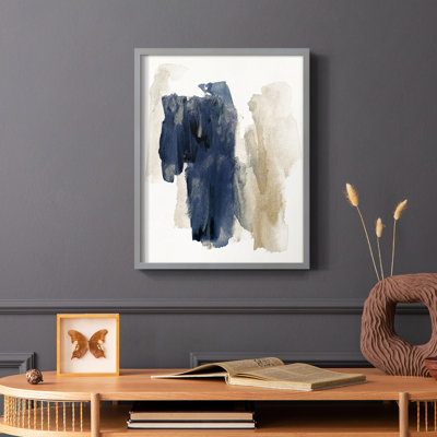 Navy Sweep Framed Print - Solid Wood