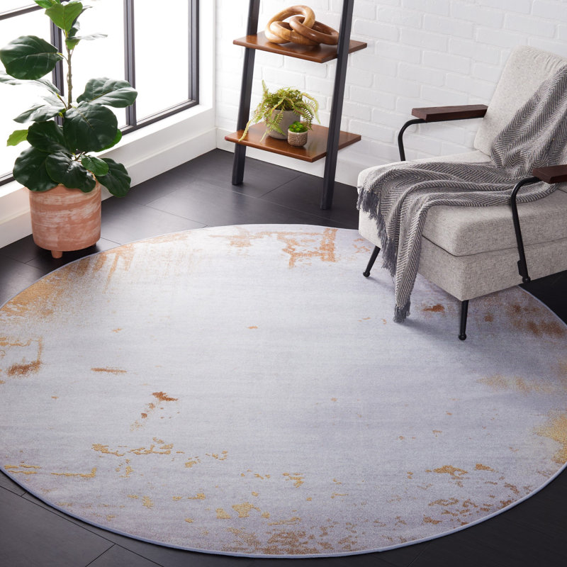 Tacoma Performance Machine Washable Abstract Rug, Round 6'
