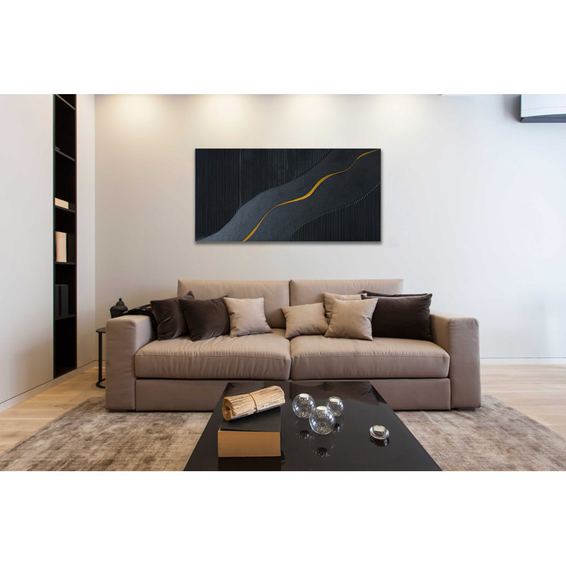 Peinture à l'huile peinte à la main en noir et doré