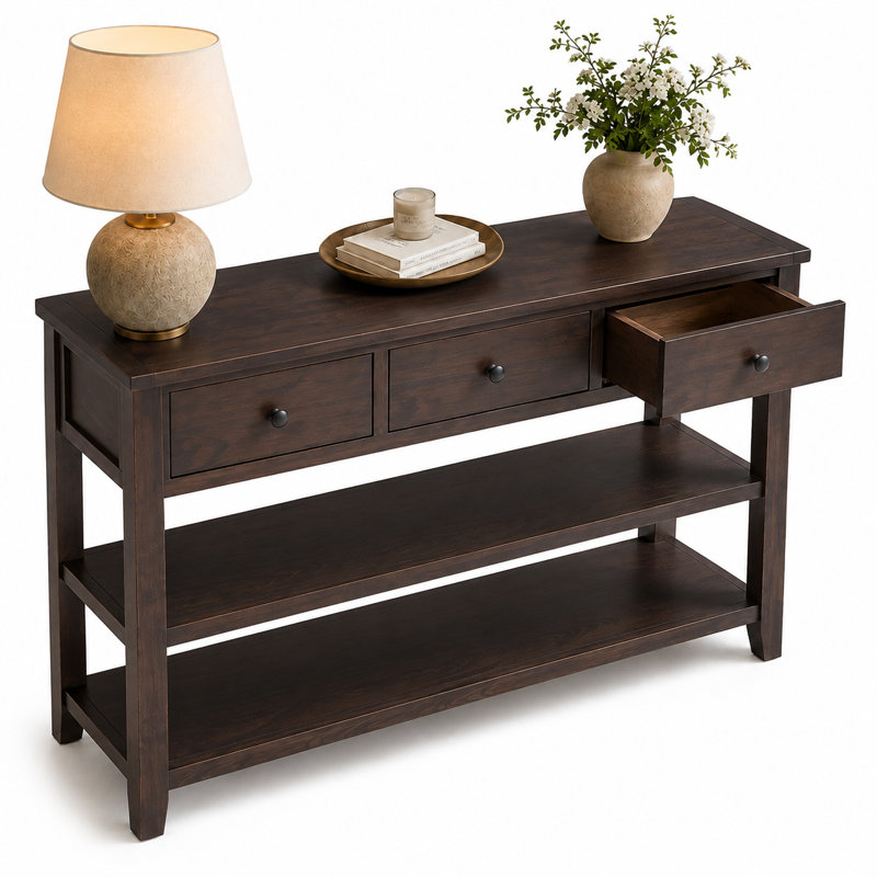 Console Cabras, Bois espresso, Bois espresso, H 30 po x l 50 po x P 16 po